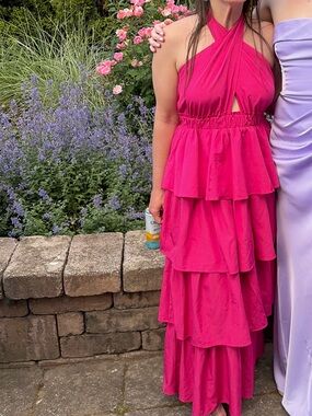Endless Rose Vibrant Pink Tiered Maxi Dress